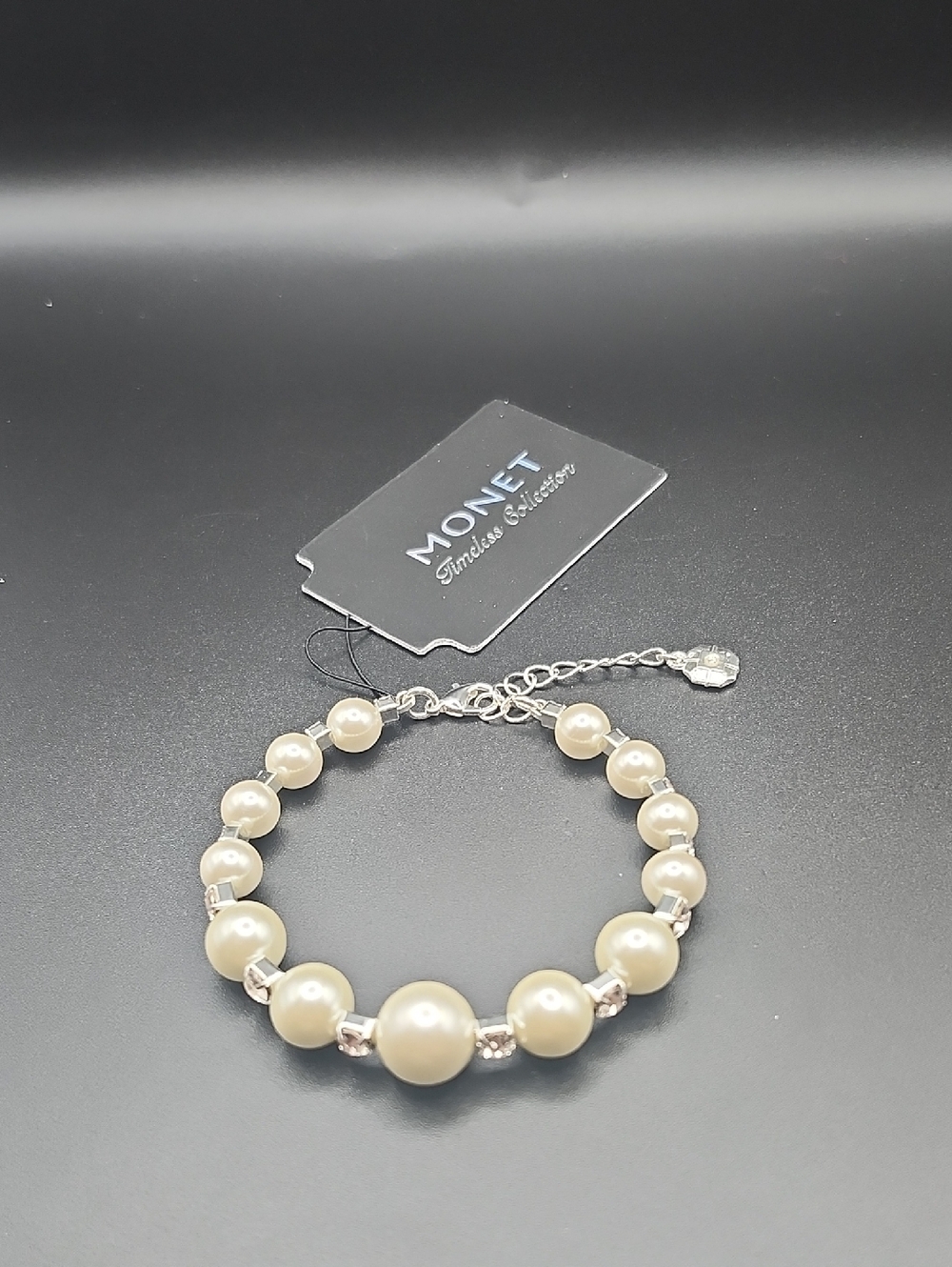 Monet Cream Pearl Bracelet with Silver Spacers